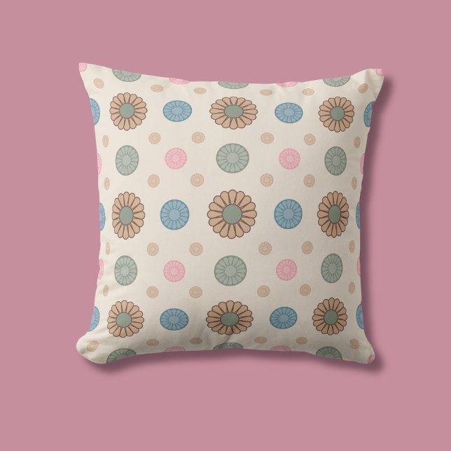 Coussin Pastel Babylonien inspiré motif floral (Créateur téléchargé)