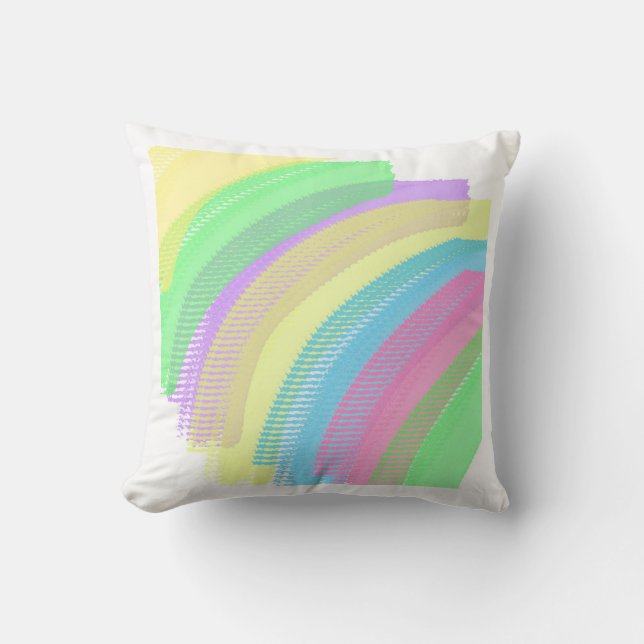 Coussin Pastel Bleu Jaune Rose Art Abstrait Vibes joyeuses (Recto)