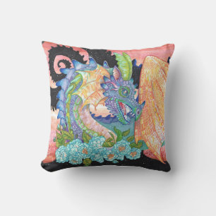 Coussin Pastel Blue Rose Dragon