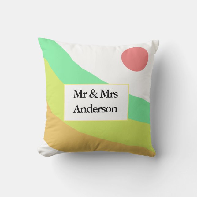 Coussin pastel boho rouge jaune vertajoutez vos initiales  (Recto)