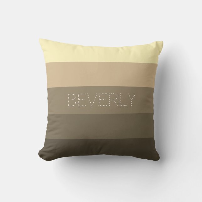 Coussin Pastel Brown Tan Jaune 5 couleurs Nom personnalisé (Recto)