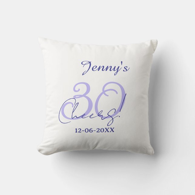 Coussin Pastel cheers 30th birthday purple elegant name da (Recto)