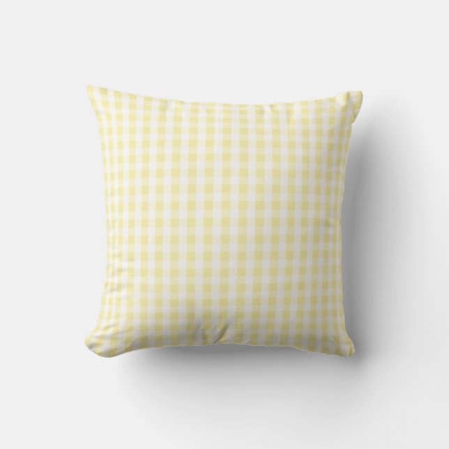 Coussin Pastel clair jaune et blanc En vichy Motif (Recto)