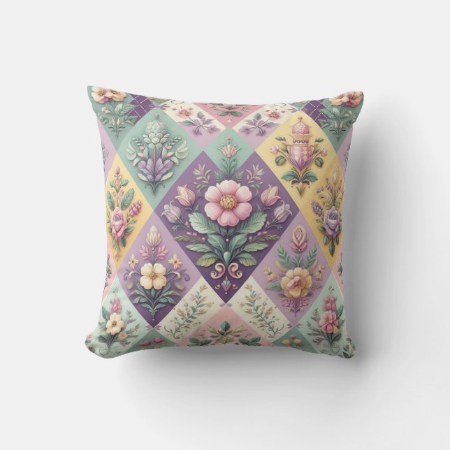 Coussin Pastel coloré Jacquard Pâques/Printemps (Recto)