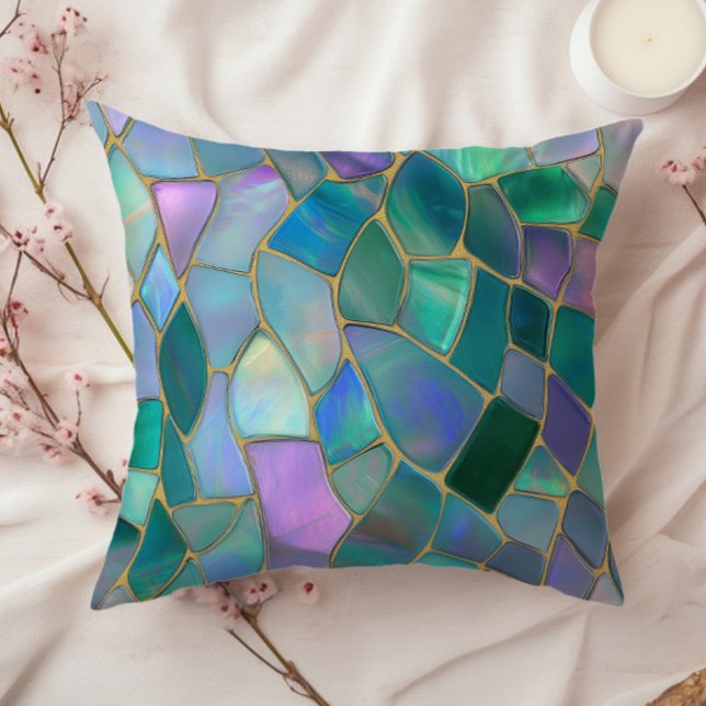 Coussin Pastel colors stained glass mosaic pattern (Créateur téléchargé)