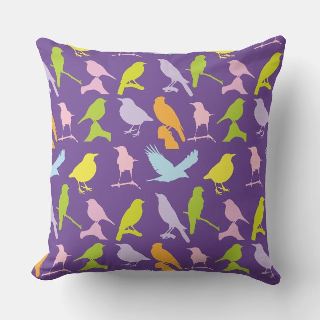 Coussin Pastel Coloured Variété d'oiseaux Motif (Recto)