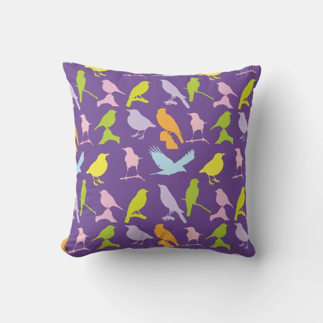 Coussin Pastel Coloured Variété d'oiseaux Motif (Recto)