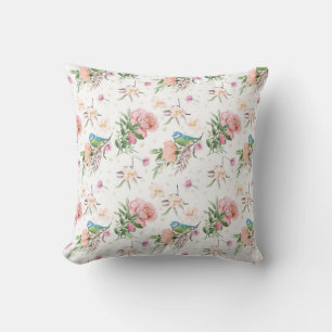 Coussin Pastel Creusé à la main Fleurs roses et de Pêche &
