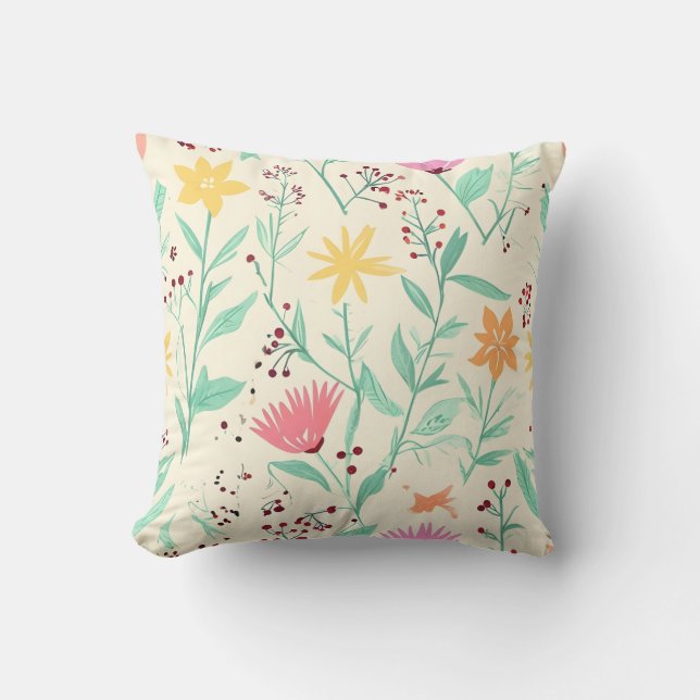 Coussin Pastel Floral Motif Jeu d'oreiller (Recto)