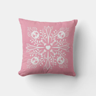 Coussin Pastel goth kawaii drôle crâne Harajuku rose