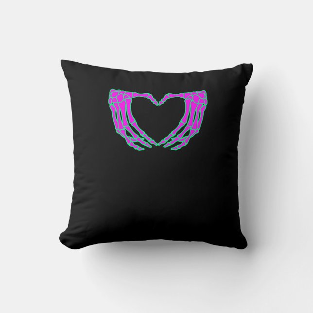 Coussin Pastel Goth Vêtements, Skeleton Mains de coeur (Recto)