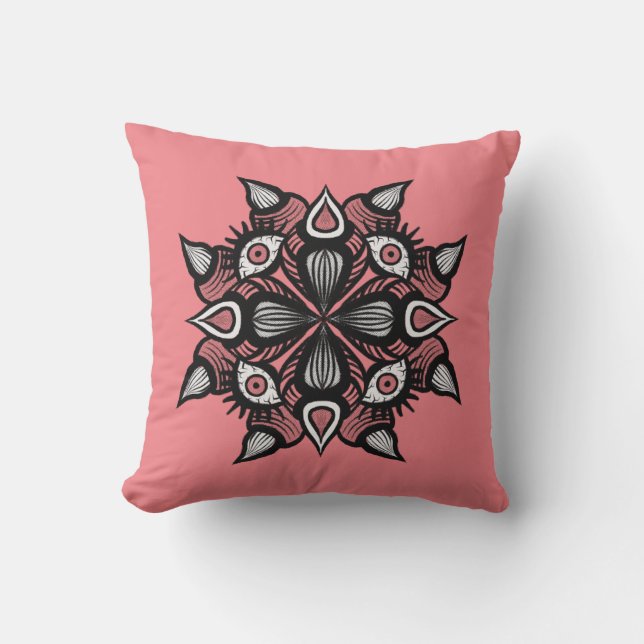 Coussin Pastel Goth Witch Design - Monstre Rose Noir (Recto)