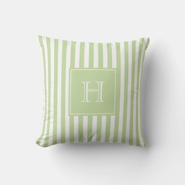 Coussin Pastel Green Monogram Stripe Preppy & Chic Spring  (Recto)