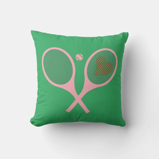 Coussin Pastel Heart Tennis Lecteur Racquettes Ball Design (Recto)