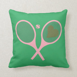 Coussin Pastel Heart Tennis Lecteur Racquettes Ball Design