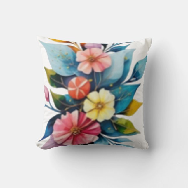 Coussin pastel impressionnant floral vibrant (Recto)