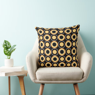 Coussin Pastel Jaune Orange Et Noir Donuts Avec Remplissag