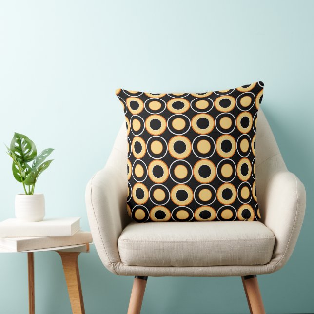 Coussin Pastel Jaune Orange Et Noir Donuts Avec Remplissag (Chaise)