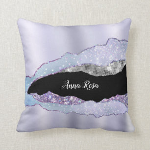 Coussin *~* Pastel Lavender Gittler Argent Agate Cosmique