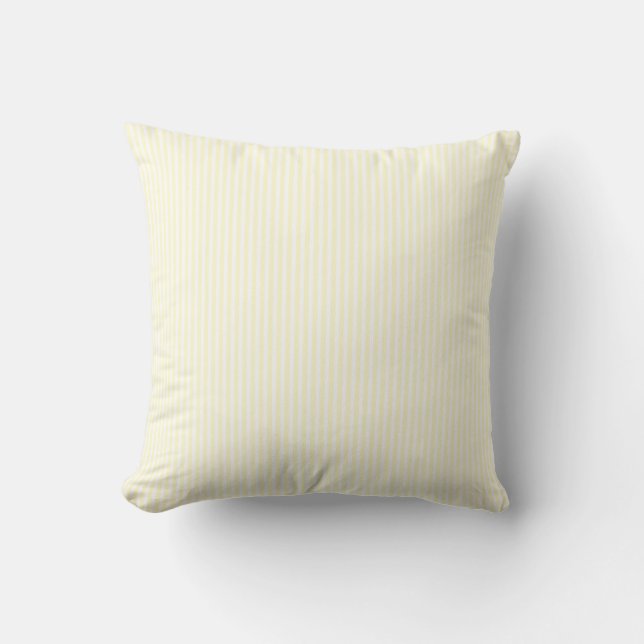 Coussin Pastel Lemon Yellow and White Stripes Pale Yellow (Recto)