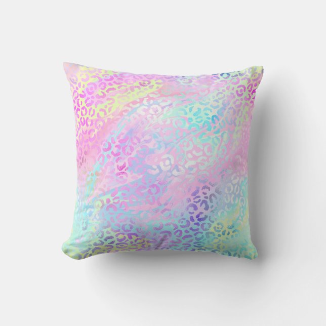 Coussin *~* Pastel Leopard Iridescente Poster de animal ar (Recto)