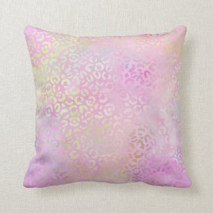 Coussin *~* Pastel Leopard Spod Poster de animal arc-en-ci