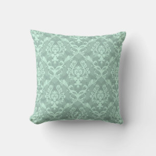 Coussin Pastel Mint Green Tones Floral Damas grand imprimé