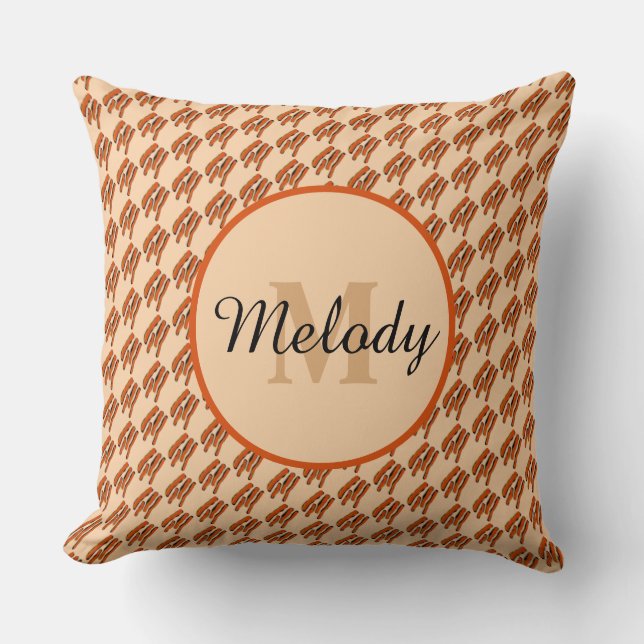 Coussin Pastel & orange Leopard d'or Monogramme Poster de  (Recto)