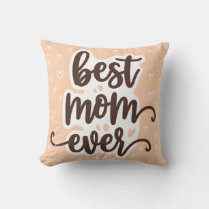 Coussin Pastel Orange Meilleure Maman Jamais Script Coeurs
