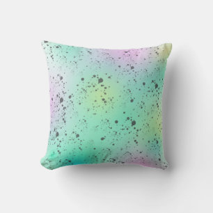 Coussin Pastel Pale Turquoise Rose Art Abstrait Grey Spots