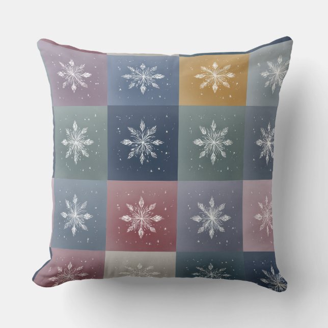 Coussin Pastel Patchwork Snowflake Floral Throw Pillow (Recto)