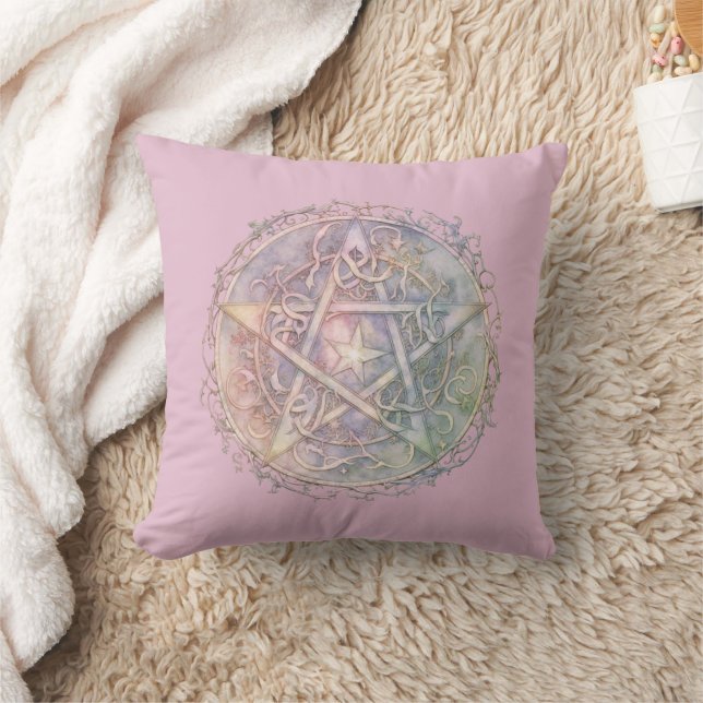 Coussin Pastel Pentagram Pagan Halloween artisanat Wiccan (Couverture)