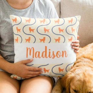 Coussin pastel personnalisé au nom de Golden Retri