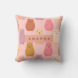 Coussin Pastel personnalisé Cute Capybara Motif