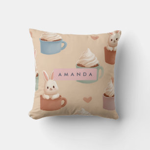 Coussin Pastel Personnalisé Macarons & Motif d'amande