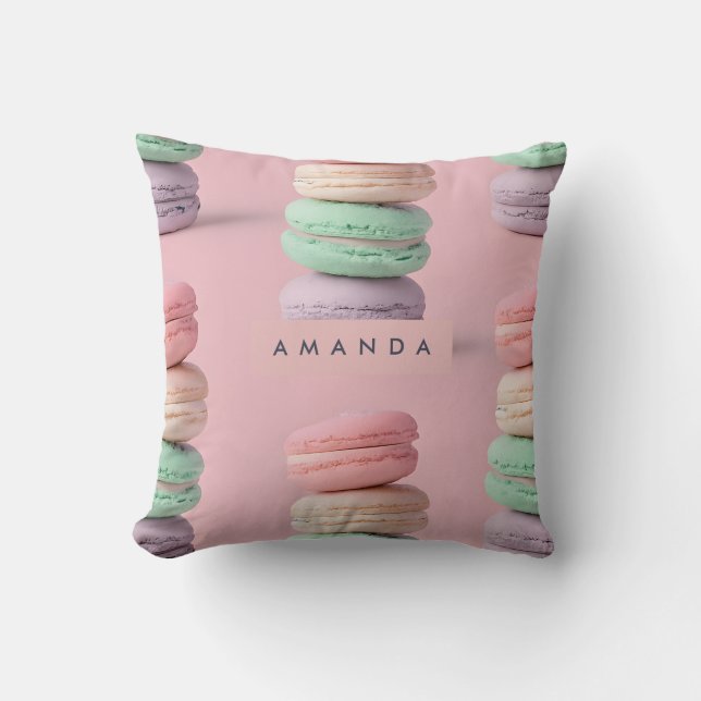 Coussin Pastel Personnalisé Rainbow Macaron Délice (Recto)