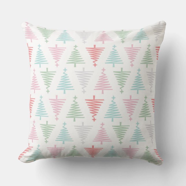 Coussin Pastel Pines : Un arbre de vacances moderne (Recto)