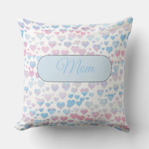 Coussin Pastel Pink and Blue Hearts