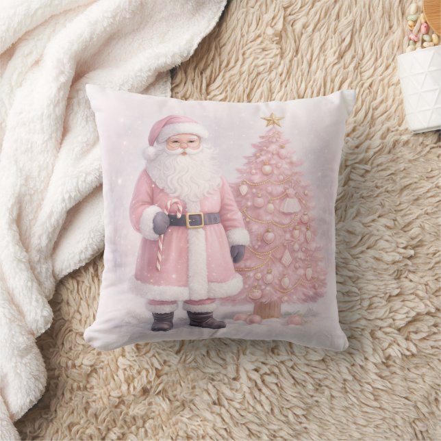 Coussin Pastel Pink Christmas Santa  (Couverture)