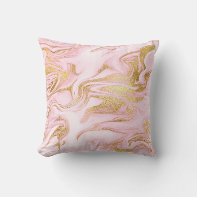 Coussin Pastel Pink Gold Marbre blanc Vip (Recto)