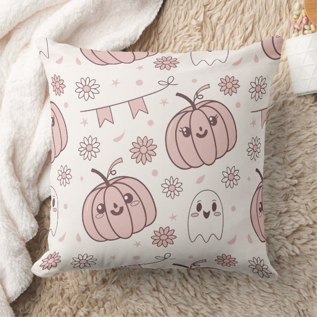 Coussin Pastel Pink Halloween Motif sans couture (2) (Couverture)