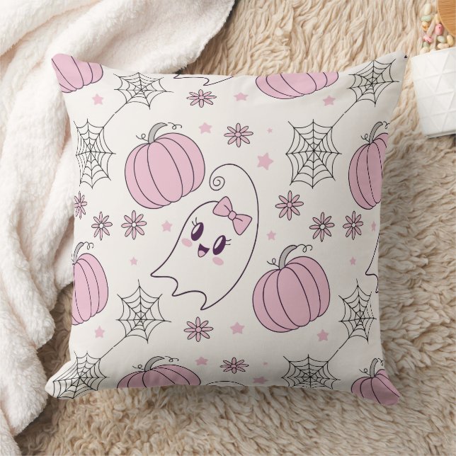 Coussin Pastel Pink Halloween Motif sans couture (4) (Couverture)
