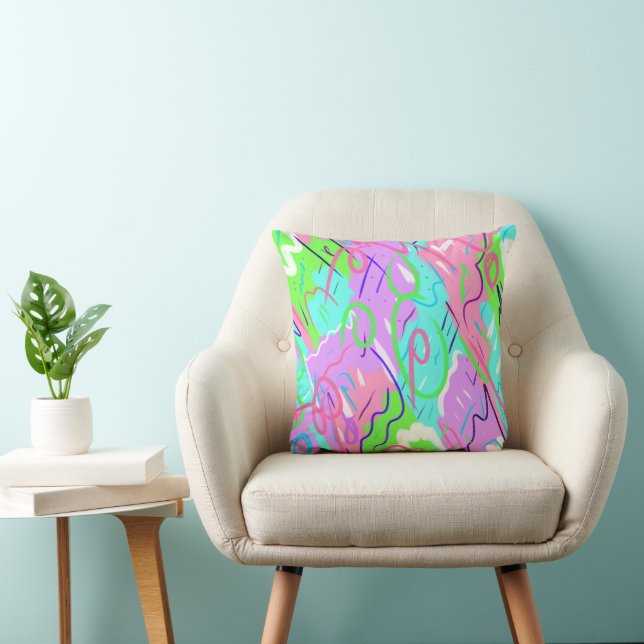 Coussin Pastel Pop Art Abstrait (Chaise)