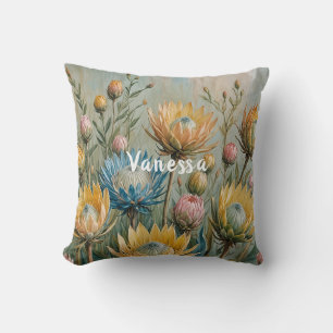 Coussin Pastel Protea Dream : Elégant Floral