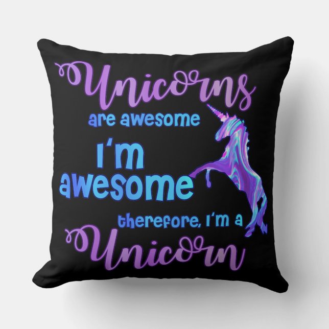 Coussin Pastel Rainbow Je suis une licorne (Recto)