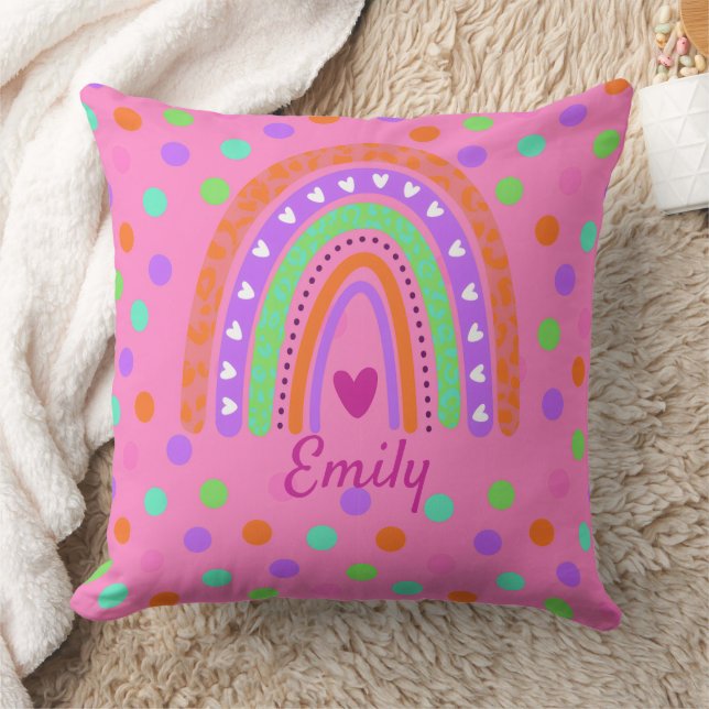 Coussin Pastel Rainbow Polka Dot School, Joli Back to Scho (Couverture)