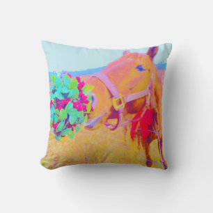 Coussin Pastel rétro Cheval de Noël