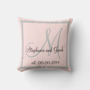 Coussin Pastel Rose Gardien Mariage rose et gris argent