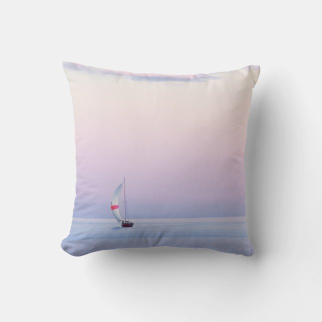 Coussin Pastel seascape with a sailboat (Recto)