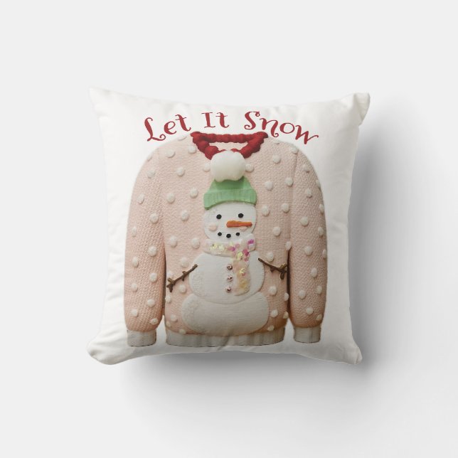Coussin Pastel Snowman moche pull de Noël Jeu d'oreiller (Recto)
